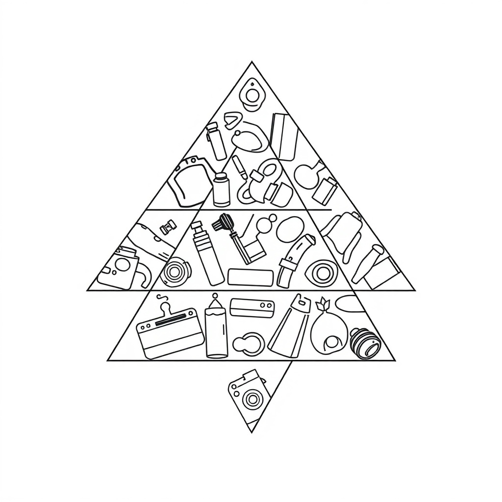 Triangle pattern with everyday objects Coloring Page | Free Coloring Pages
